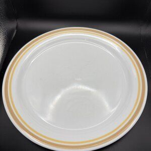 Corelle By Corning Almond Set of 3 Luncheon Plates White  Tan Yellow Trim 8.5”
